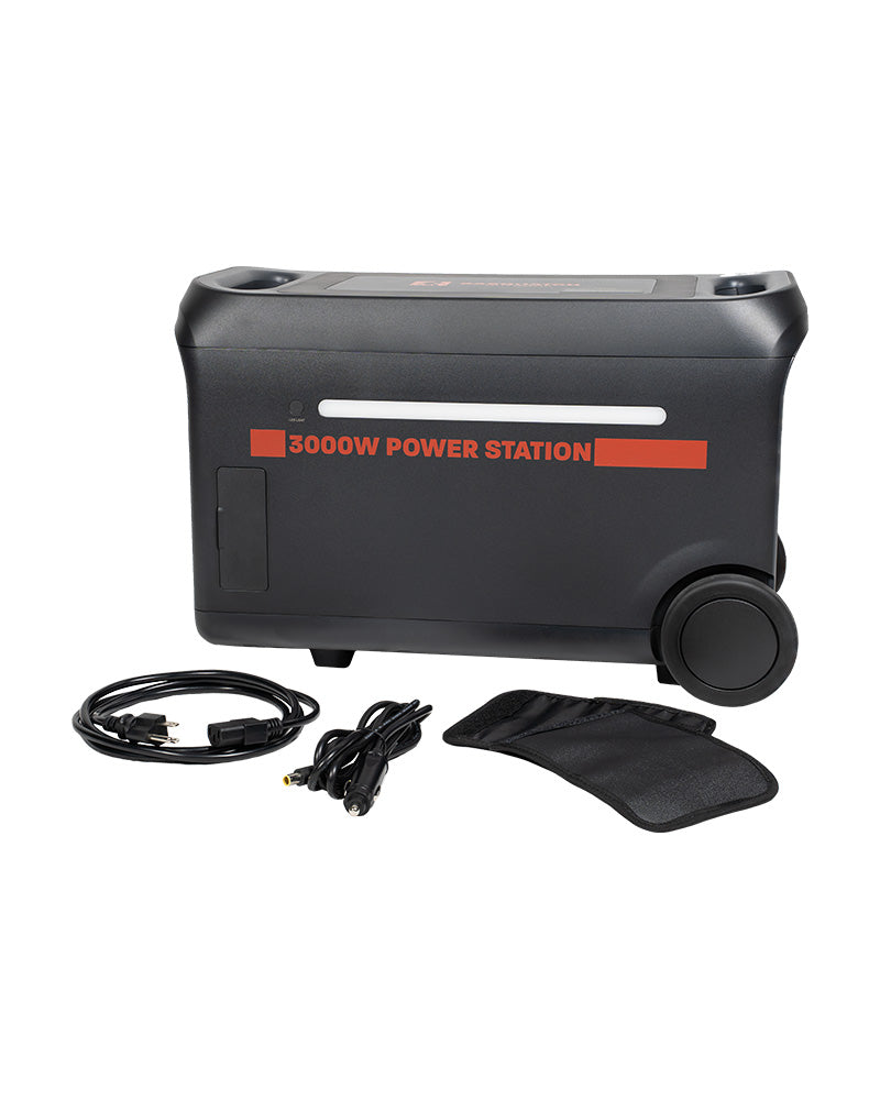 3000W portable power station with cords.