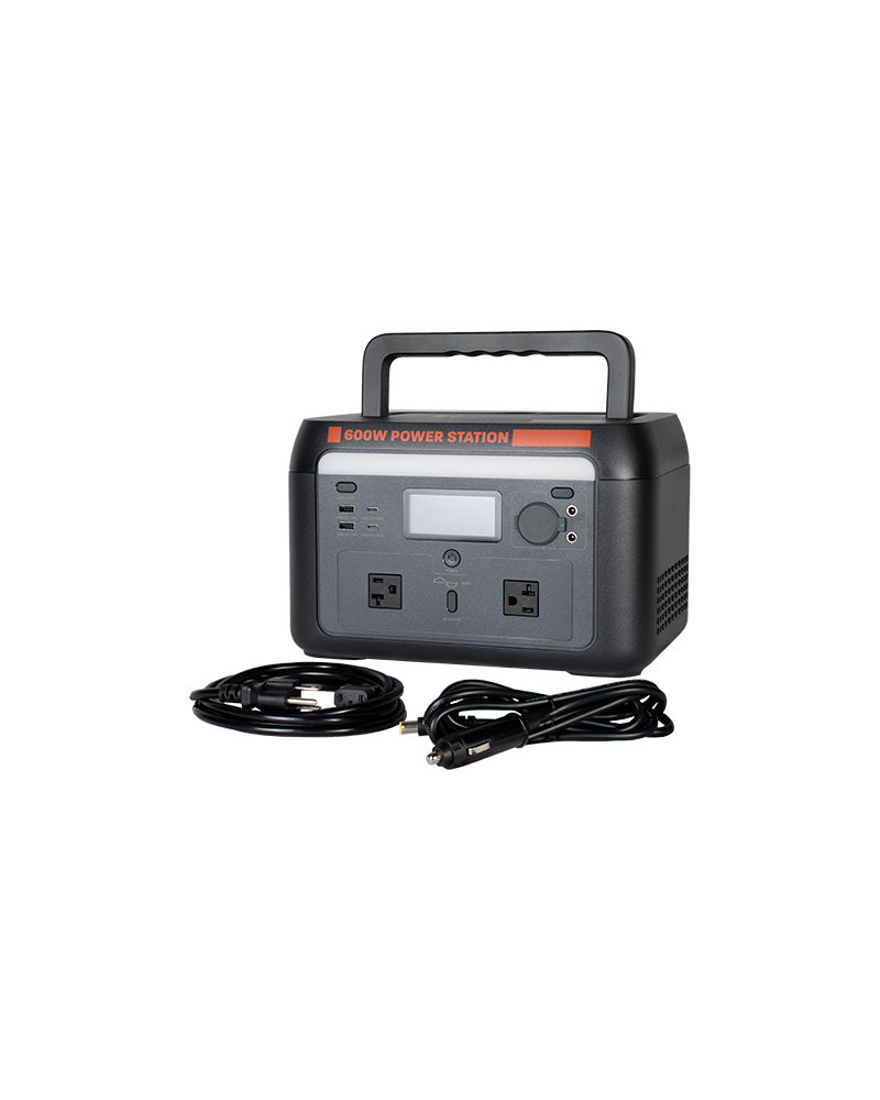 600W portable power station with cords.