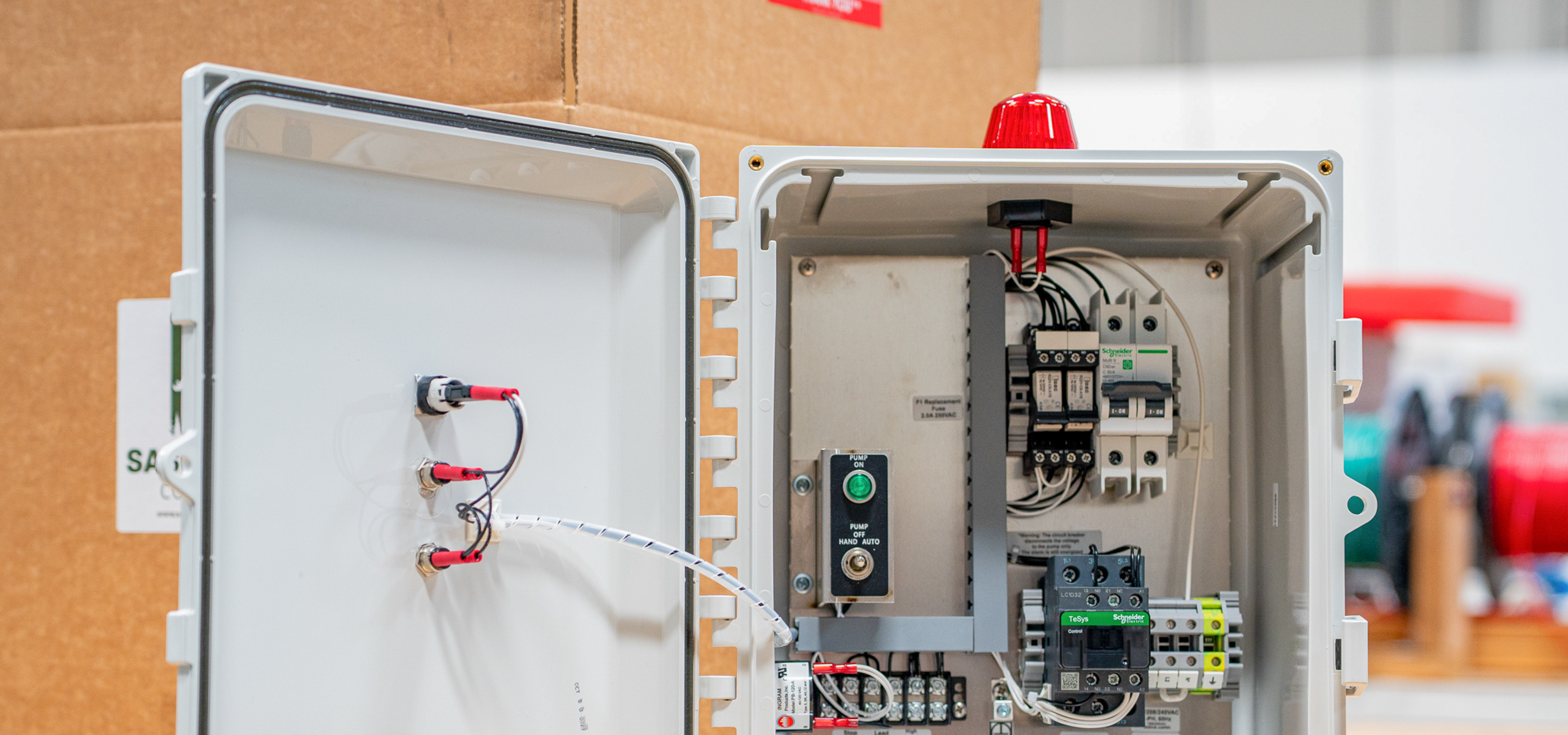Sasquatch Control panel in front of shipping box.