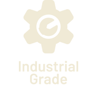 Logo with a gear symbol and 'Industrial Grade' text on a white background
