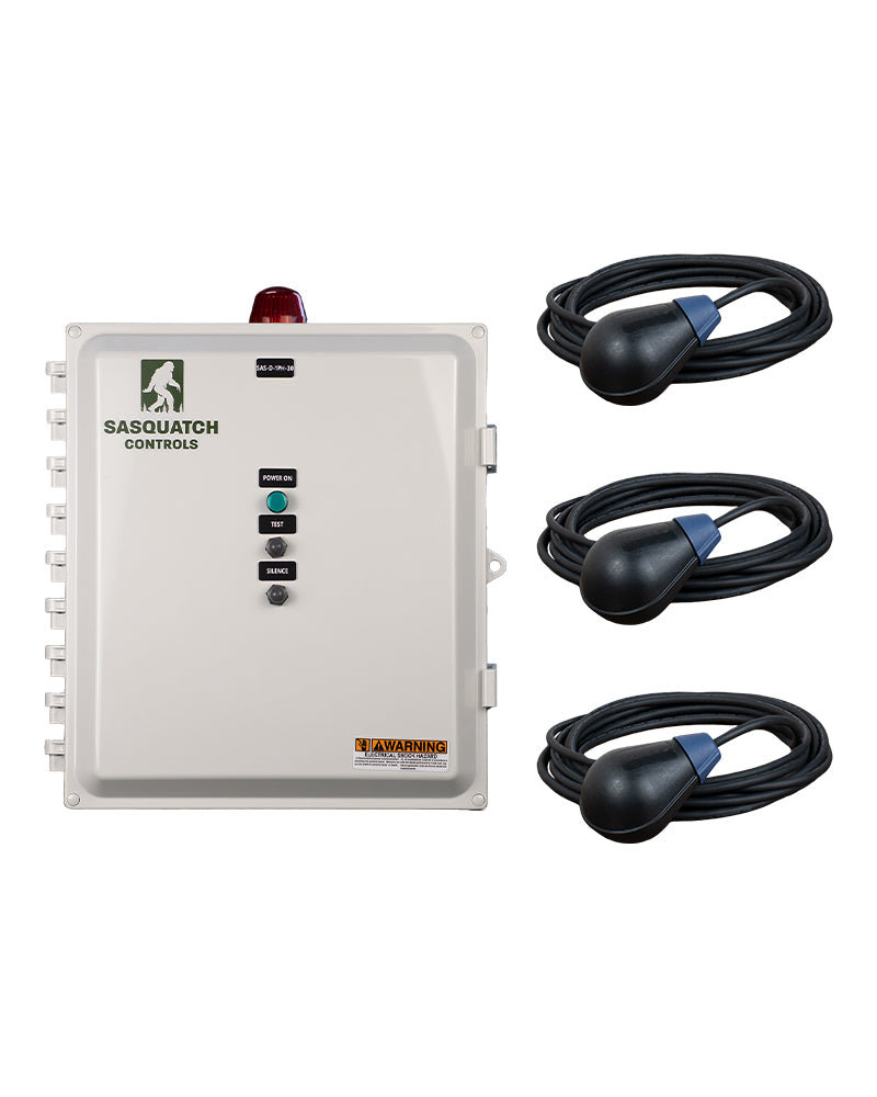 Sasquatch Controls Three Phase Duplex panel with 3 float switches.