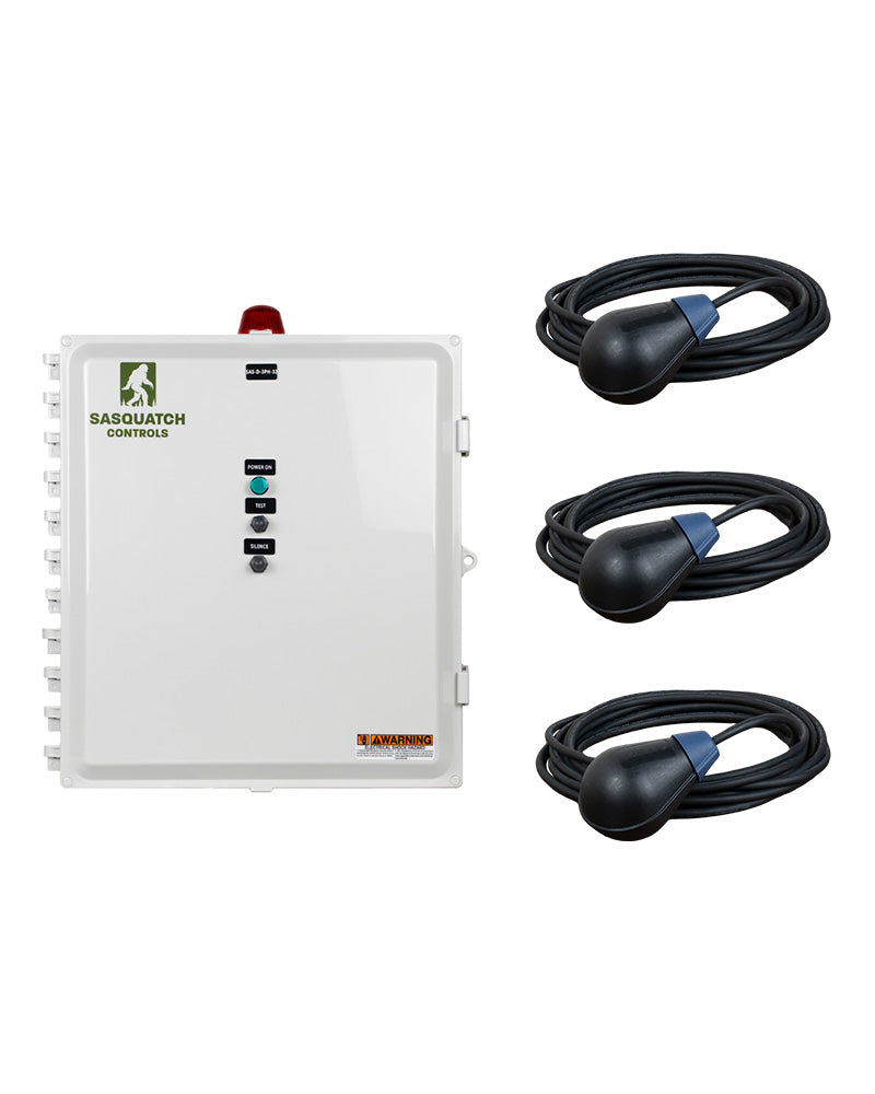 Sasquatch Controls Three Phase Duplex panel with 3 float switches.