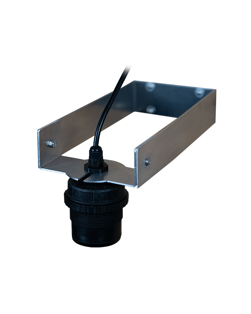 Side angle of Ultrasonic Pro™ Level Sensor on steel bracket.