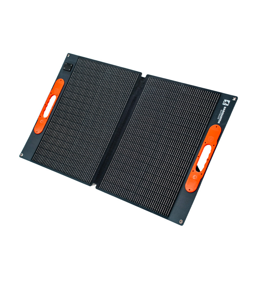 Top-down right side quarter view of 100W Solar Panel