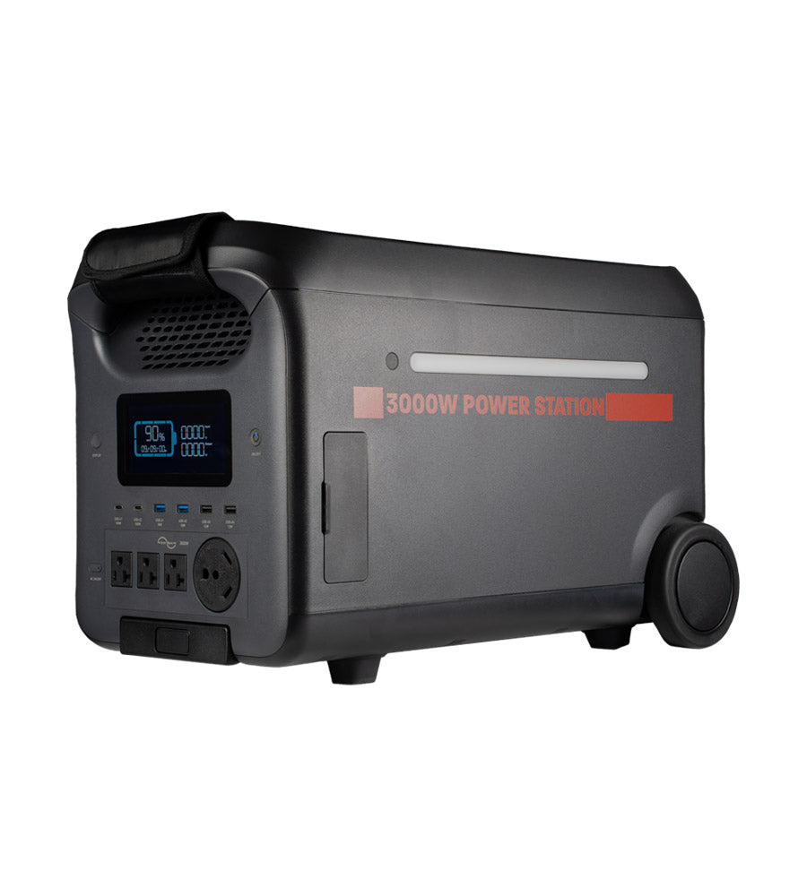 Sasquatch 3000W Portable Power Station - Front Angle, Screen On