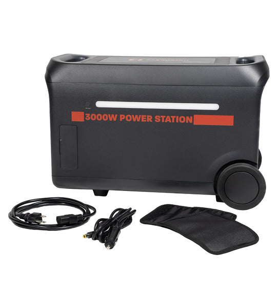 Sasquatch 3000W Portable Power Station - Front Angle with Cords