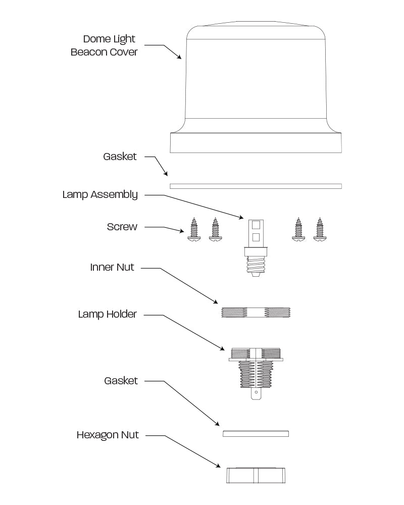 Explosion illustration of large beacon dome light.