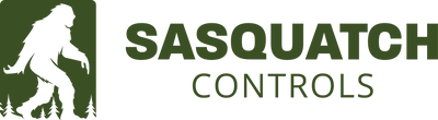 Green left Sasquatch Controls logo.