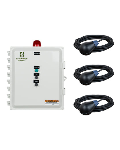 Sasquatch Controls Three Phase Simplex panel with 3 float switches.