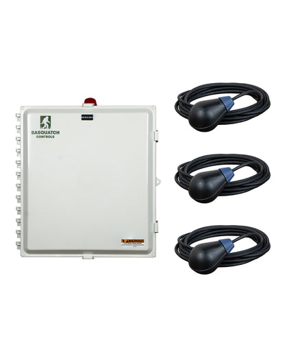 Sasquatch Controls Smart Relay Three Phase Duplex panel with 3 float switches.