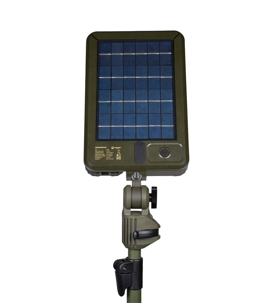 Close up of standing Sasquatch Galaxy Tripod Light back solar panel