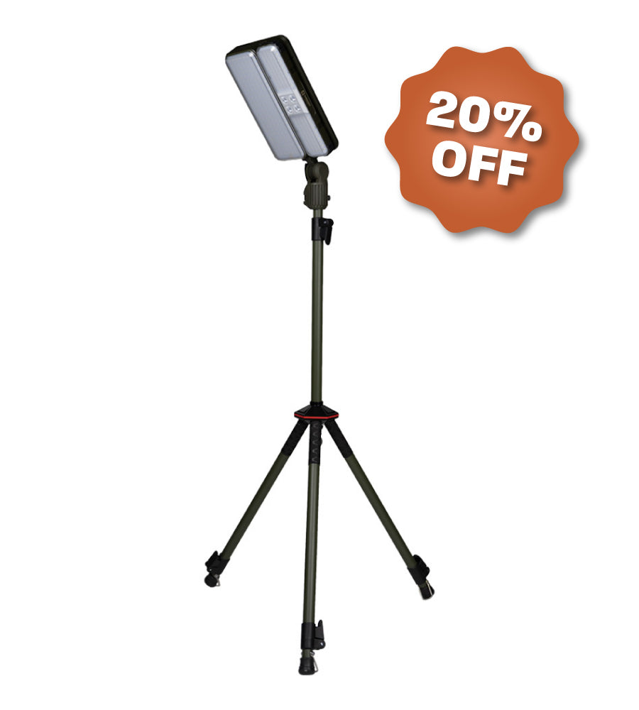 Front angle of standing Sasquatch Galaxy Tripod Light - 20% Off