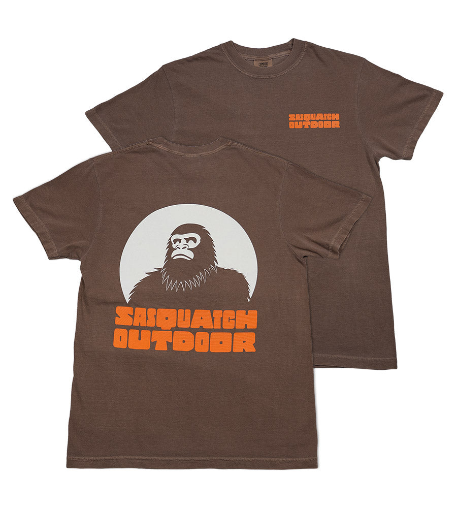 Front and back flat lay of Sasquatch Outdoor Horizon shirt in espresso