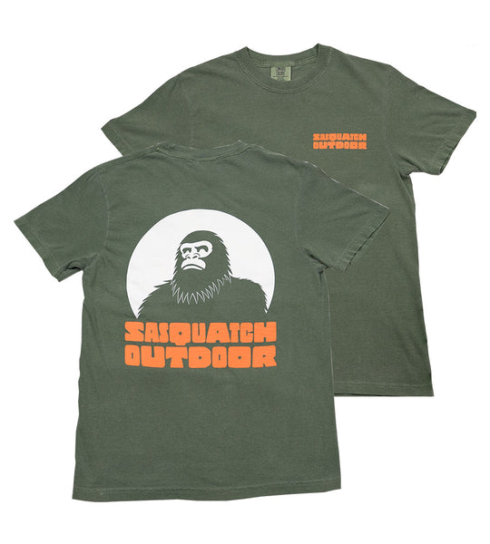 Front and back flat lay of Sasquatch Outdoor Horizon shirt in hemp