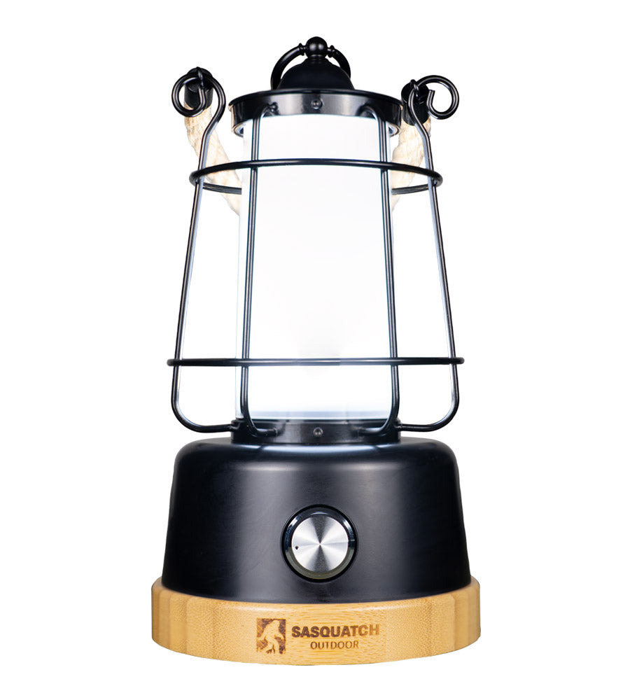 Front of Sasquatch Outdoor Rope Lantern on high light